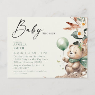 Groen Beer Schattige Pampas Baby shower Briefkaart