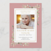 Groen begrafenis-herdenkingsdienst order of servic programmakaart (Voorkant)