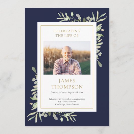 Groen begrafenis-herdenkingsdienst order of servic programmakaart (Voorkant)