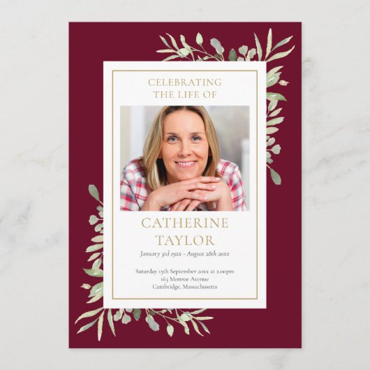 Groen begrafenis-herdenkingsdienst order of servic programmakaart (Voorkant)