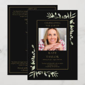 Groen begrafenis-herdenkingsdienst Order van diens Programmakaart (Voorkant / Achterkant)