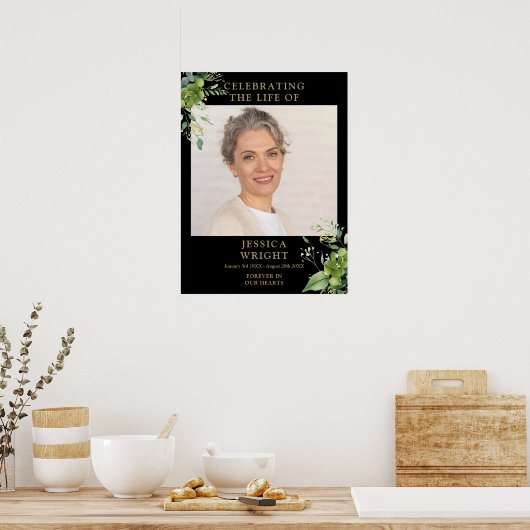 groen begrafenis viering van het leven foto teken poster (Keuken)