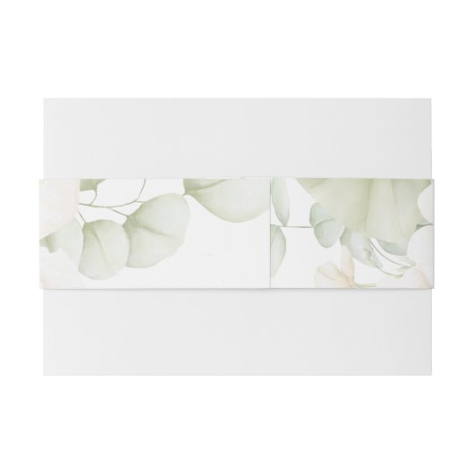 Groen & Beige Bloemen Bruiloft Uitnodiging Belly B Uitnodigingen Wikkel (Achterkant Voorbeeld)