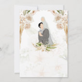 Groen & Beige Bloemen Islamitisch/Moslim Bruiloft Kaart (Achterkant)