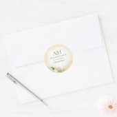 Groen & Beige Bloemen Islamitisch/Moslim Bruiloft Ronde Sticker (Envelop)