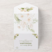 Groen Beige Bloemenbruiloft Nodig RSVP ALL IN ONE All In One Uitnodiging (Buitenkant)