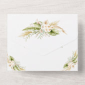 Groen Beige Bloemenbruiloft Nodig RSVP ALL IN ONE Uitnodiging (Achterkant)