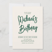 Groen & Beige Chic Lettering Script Verjaardagsfee Kaart (Voorkant)