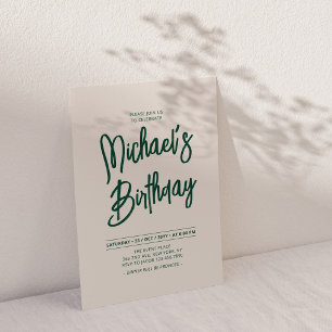 Groen & Beige Chic Lettering Script Verjaardagsfee Kaart
