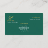 Groen Beige Elegant Vastgoed Agent Visitekaartje (Achterkant)