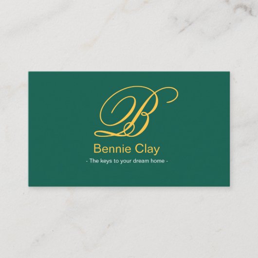Groen Beige Elegant Vastgoed Agent Visitekaartje (Voorkant)