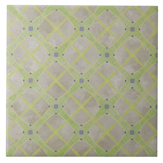 Groen, beige en Blauw Urban Modern Check Pattern Tegeltje (Voorkant)
