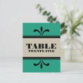 Groen/beige Fancy Art Deco Table Number Briefkaart (Staand voorkant)