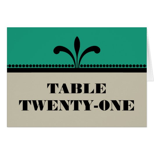 Groen/beige Fancy Art Deco Table Number Kaart (Voorkant Horizontaal)
