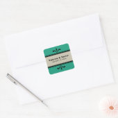 Groen/beige Fancy art Deco Wedding Stickers (Envelop)