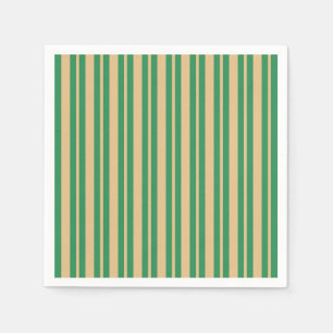 Groen Beige Gestreepte Kerstfeest Papier Servet