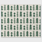 Groen Beige Handgetekend Kerst Inpakpapier (Vlak)