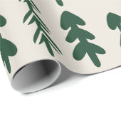 Groen Beige Handgetekend Kerst Inpakpapier (Rol Hoek)