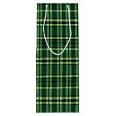 Groen & Beige Klassiek Kerst Plaid Wijn Cadeautas (Achterkant)