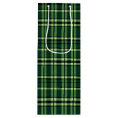 Groen & Beige Klassiek Kerst Plaid Wijn Cadeautas (Voorkant)