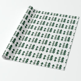 Groen Beige Met De Hand Getekende Moderne Kerstmis Cadeaupapier