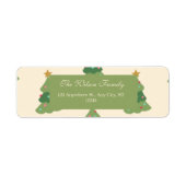 Groen Beige Modern Kerstboom Patroon Etiket (Voorkant)