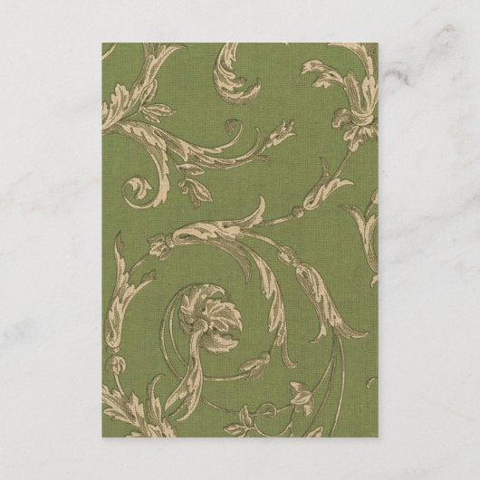 Groen Beige  Patroon Bruiloft Details Kaart (Achterkant)