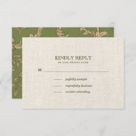 Groen Beige  Patroon Bruiloft RSVP Kaartje