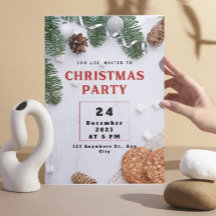 Groen Beige Rode Kerstfeest Uitnodiging