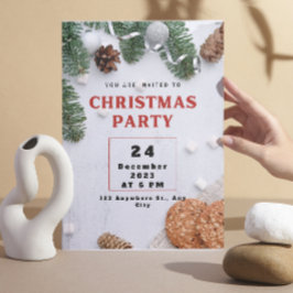 Groen Beige Rode Kerstfeest Uitnodiging