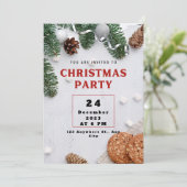 Groen Beige Rood Kerstfeest Uitnodiging (Staand voorkant)