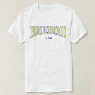 Groen + Beige Streep Paarse Bruidsmeisje T-shirt