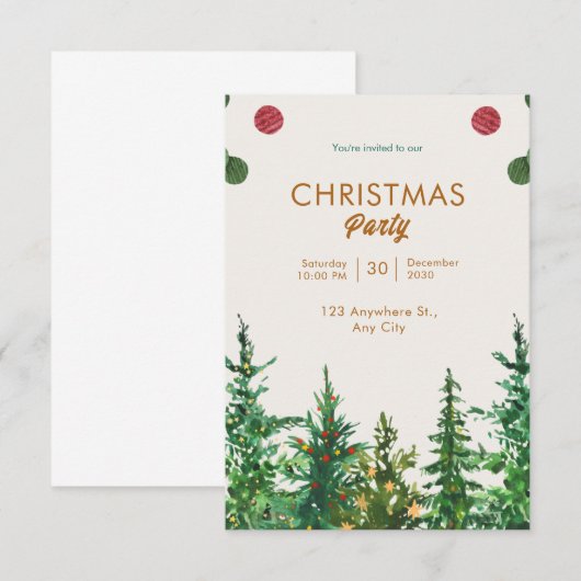 Groen Beige Winter Kerstmis Kaart (Voorkant / Achterkant)