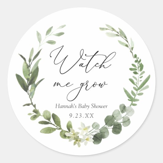 Groen Bekijk me Grow Plant Favor Ronde Sticker (Voorkant)