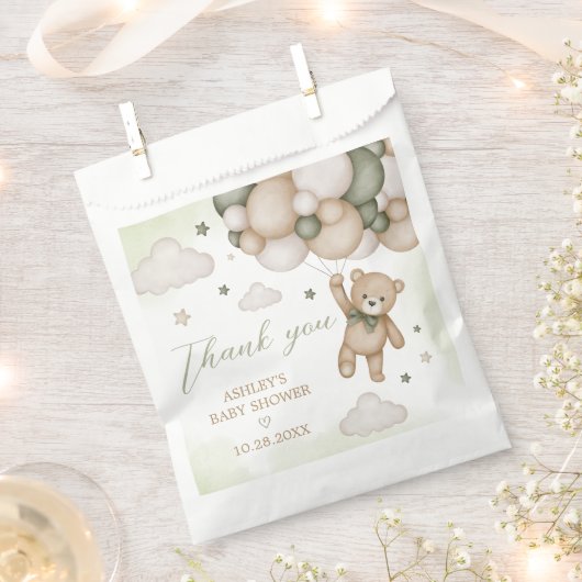 Groen Beren ballon Baby shower Bedankzakje (Geknipt)