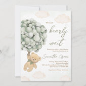 Groen Beren ballon Baby shower Kaart (Voorkant)
