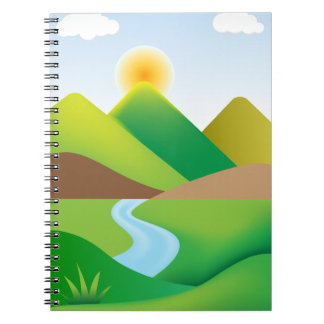 Groen berglandschap met spiraalfoto Notitieboek