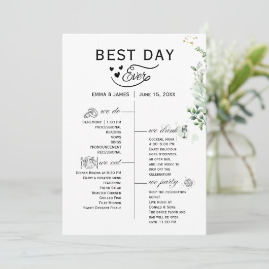 Groen Best Day Ever Programma Uitnodiging (Staand voorkant)