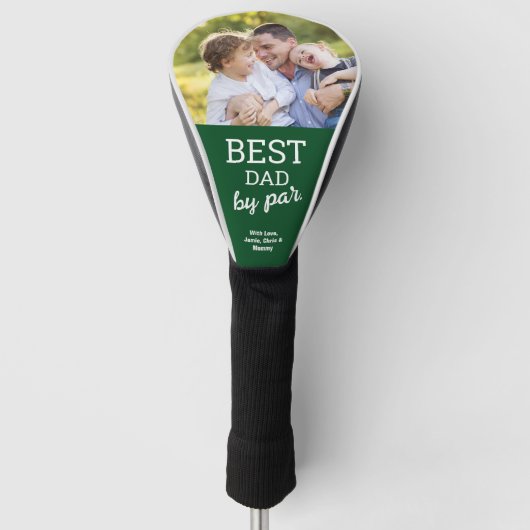 Groen Beste Pap door Par Custom Foto Vaderdag Golfheadcover (Voorkant)