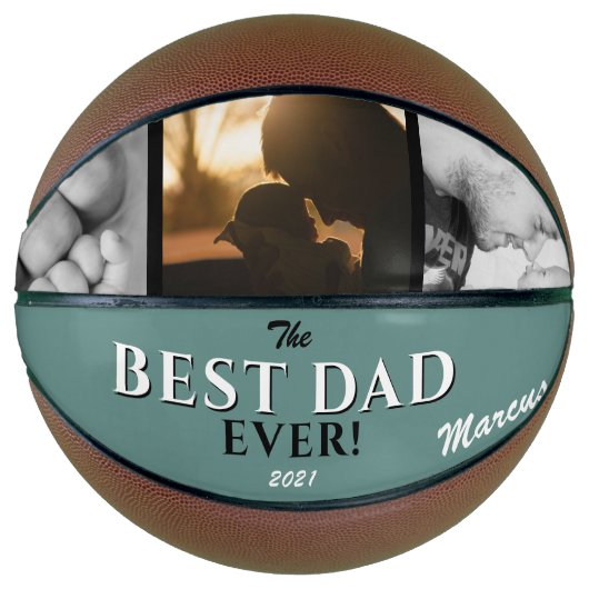Groen Beste Pap Ooit Vaderdag Keepsake 3 Foto Basketbal (Voorkant)