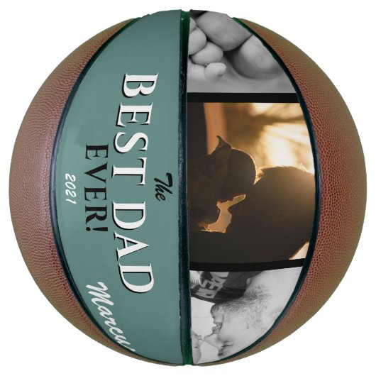 Groen Beste Pap Ooit Vaderdag Keepsake 3 Foto Basketbal (Verticaal)