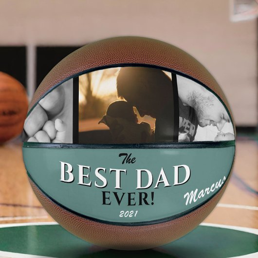 Groen Beste Pap Ooit Vaderdag Keepsake 3 Foto Basketbal