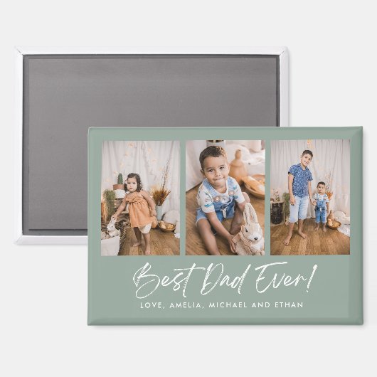Groen Beste Papa Ooit Drie Fotomagneten Magneet (Voorkant / Achterkant)