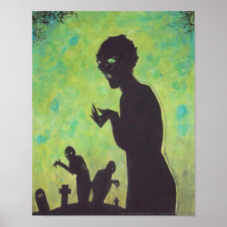 Groen betekent GO Zombie silhouette Horror Art pos Poster
