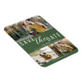 Groen Bewaar de datum Bruiloft 3 Foto's Magneet (Rechterzijde)