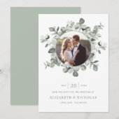 Groen Bewaar de datum Foto Bruiloft Save The Date (Voorkant / Achterkant)