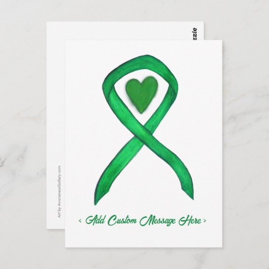 Groen Bewustzijnslint Aangepaste Kunst Briefkaarte Briefkaart (Voorkant / Achterkant)