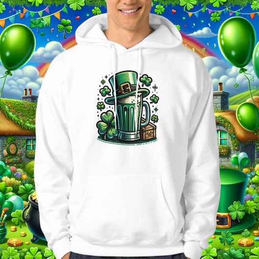 Groen Bier en Leprechaun Pet Hoodie