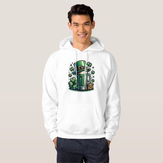 Groen Bier en Leprechaun Pet Hoodie (Voorkant volledig)