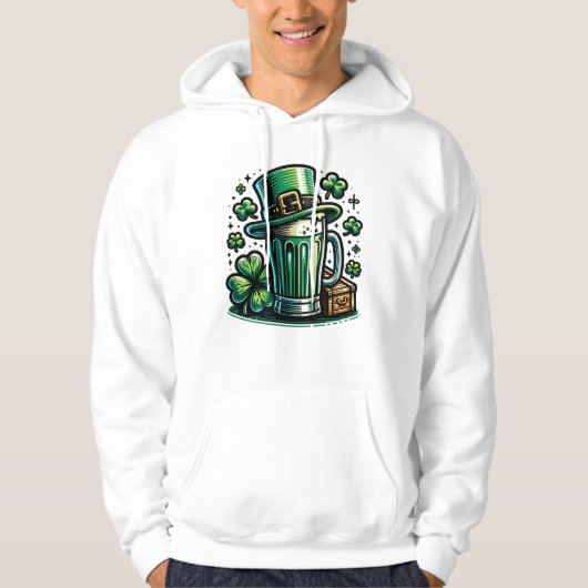 Groen Bier en Leprechaun Pet Hoodie (Voorkant)